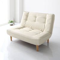 日本製 リクライニング ハイバックソファ 2人掛け単品 PVC生地 アイボリー