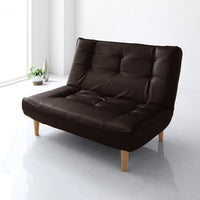 日本製 リクライニング ハイバックソファ 2人掛け単品 PVC生地 ブラウン