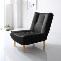 日本製 リクライニング ハイバックソファ 1人掛け単品 PVC生地 ブラック