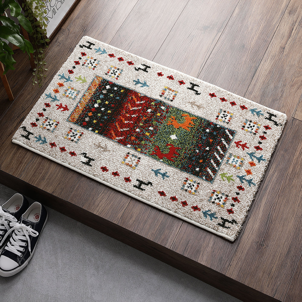 トルコ製 ウィルトン織り 玄関マット イズミル(ベージュ)