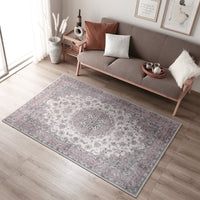 アンティーク調 絨毯風 ラグ ホットカーペット対応 【130×190cm】 ローズクォーツ