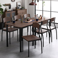 6人掛けダイニングセット(テーブル+シンプルデザインチェア)ブラウン×ブラック