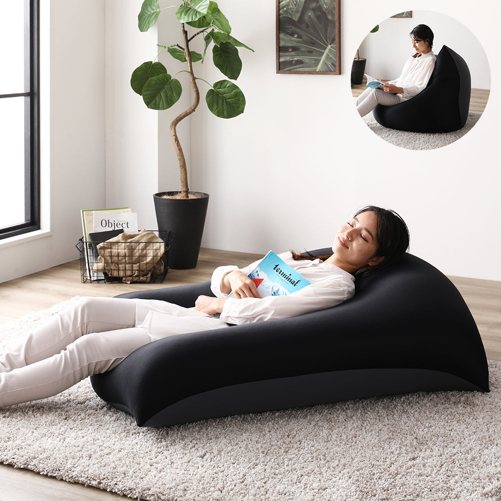 ブラック グレー ビーズクッション