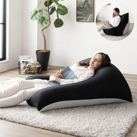 日本製 特大ビーズクッション ブラック×ライトグレー