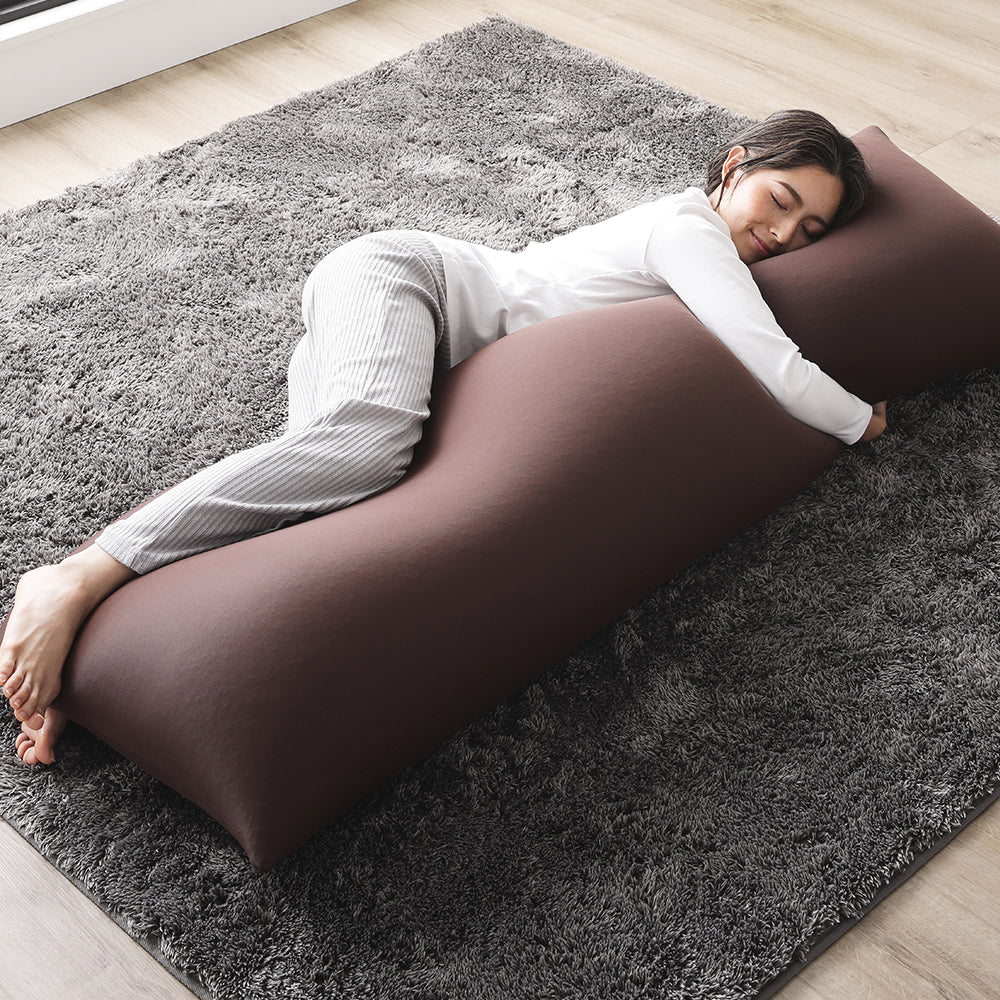 日本製 抱き枕ビーズクッション ブラウン