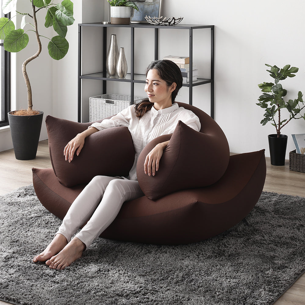 日本製 ビーズクッション 特大&抱き枕 セット ブラウン