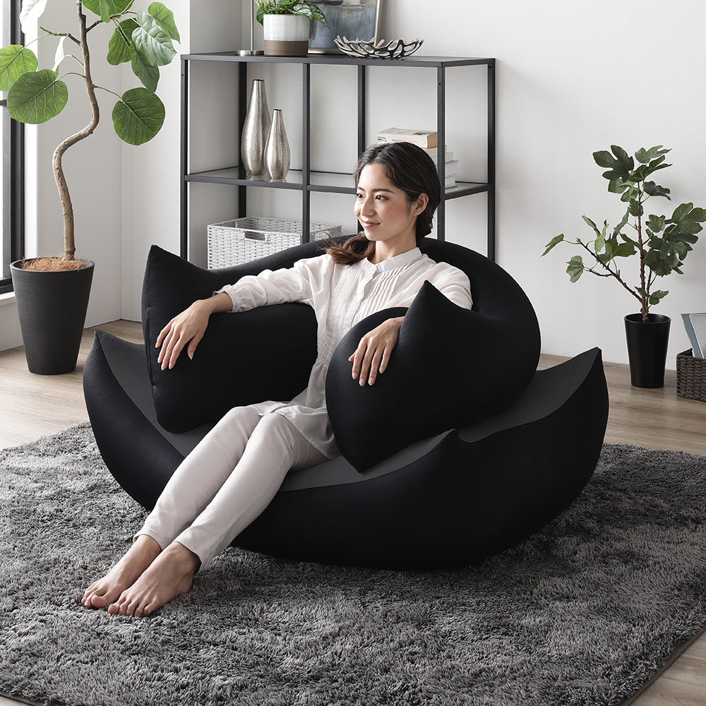 日本製 ビーズクッション 特大&抱き枕 セット ブラック