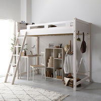 高さが選べる 木製ロフトベッド ハイタイプ ホワイトウォッシュ