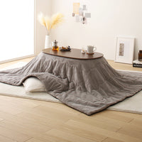 オーバル型 折りたたみ式 こたつ2点セット(こたつテーブル+掛け布団) ウォルナットブラウン×グレー