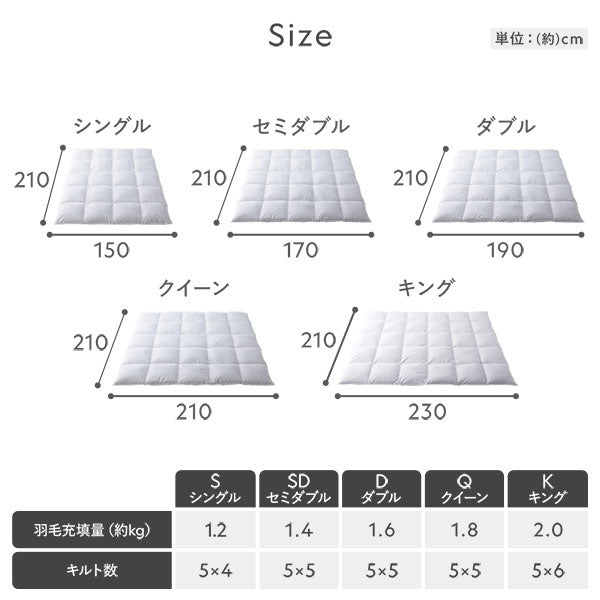 羽毛掛け布団サイズ