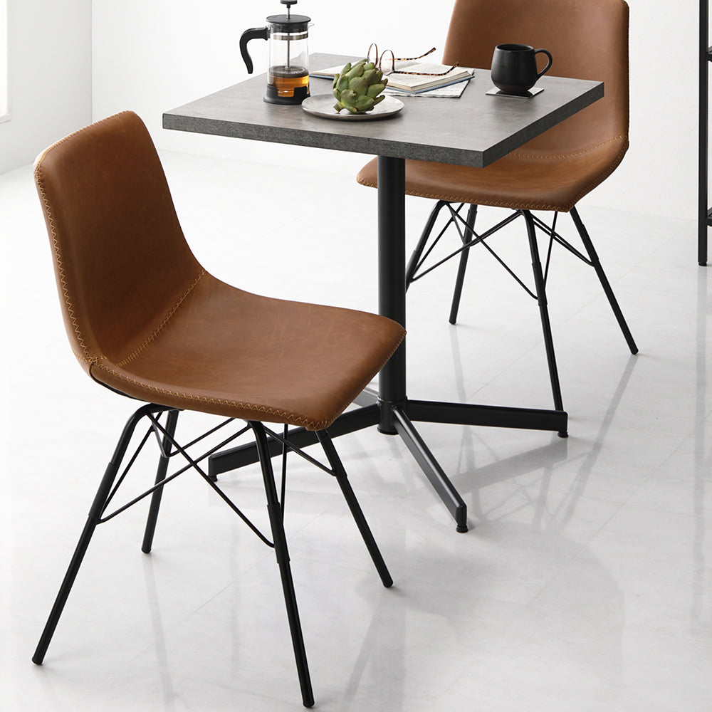 3点セット【テーブル(ストーングレー)+レギュラータイプ チェア2脚(キャメル)】