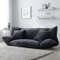 リクライニングフロアソファ 『Flumie フルーミー』 2人掛けワイド チャコールグレー ソフト生地