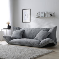 リクライニングフロアソファ 『Flumie フルーミー』 2人掛けワイド グレー プレーン生地