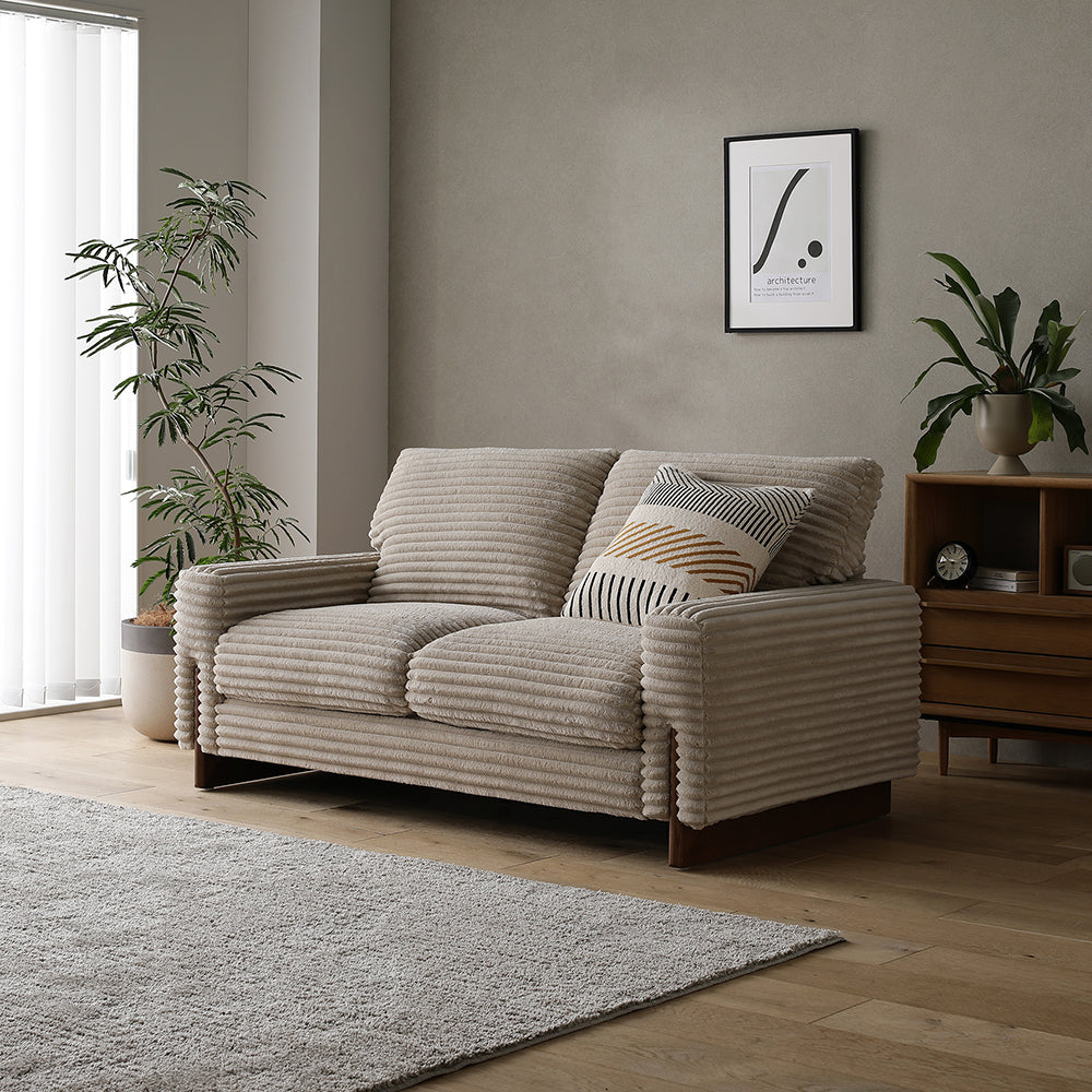 太畝コーデュロイソファ 『Belfa ベルファ』 2人掛けソファ単品 ベージュ
