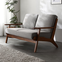 デザイナーズ 木枠ソファ 2人掛け 肘付き『VARANOJD ヴァーラネイド』 グレー