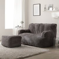 ウレタンクッションソファ 『Cloofy クルーフィ』 2人掛け+オットマンセット コーデュロイ生地 チャコールグレー