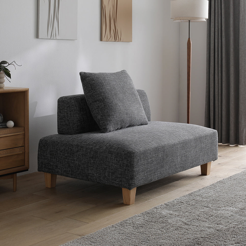 コーナーカウチソファ 『NAXAM ナザム』 2人掛け単品 ミックスグレー