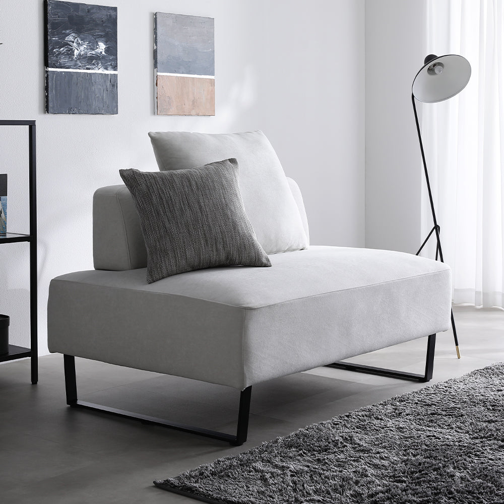 コーナーカウチソファ 『NAXAM ナザム』 2人掛け単品 アッシュホワイト