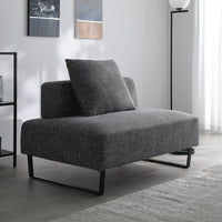 コーナーカウチソファ 『NAXAM ナザム』 2人掛け単品 ミックスグレー スチール脚