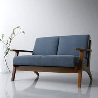 デザイナーズ 木枠ソファ 2人掛け 肘付き『VARANOJD ヴァーラネイド』 ネイビー