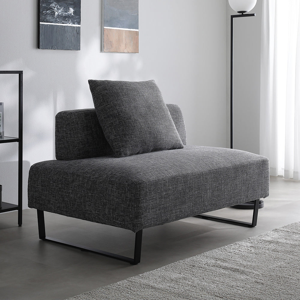 コーナーカウチソファ 『NAXAM ナザム』 2人掛け単品 ミックスグレー