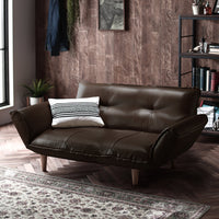 日本製 リクライニングソファ 2人掛け単品 PVC生地 ヴィンテージダークブラウン