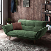 日本製 リクライニングソファ 2人掛け単品 コーデュロイ生地 モスグリーン