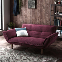 日本製 リクライニングソファ 2人掛け単品 コーデュロイ生地 ワインレッド