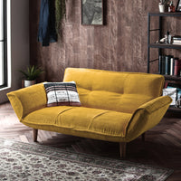 日本製 リクライニングソファ 2人掛け単品 コーデュロイ生地 イエロー