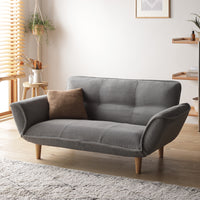 日本製 リクライニングソファ 2人掛け単品 コーデュロイ生地 ライトグレー