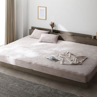 のびのび暖かベロア 寝具セット『Velmoa ベルモア』ボックスシーツ+枕カバー ファミリーサイズ モカグレージュ