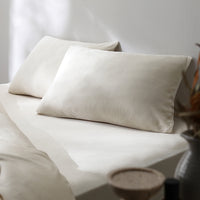 のびのび暖かベロア 寝具セット『Velmoa ベルモア』ボックスシーツ+枕カバー 単身サイズ バニラ