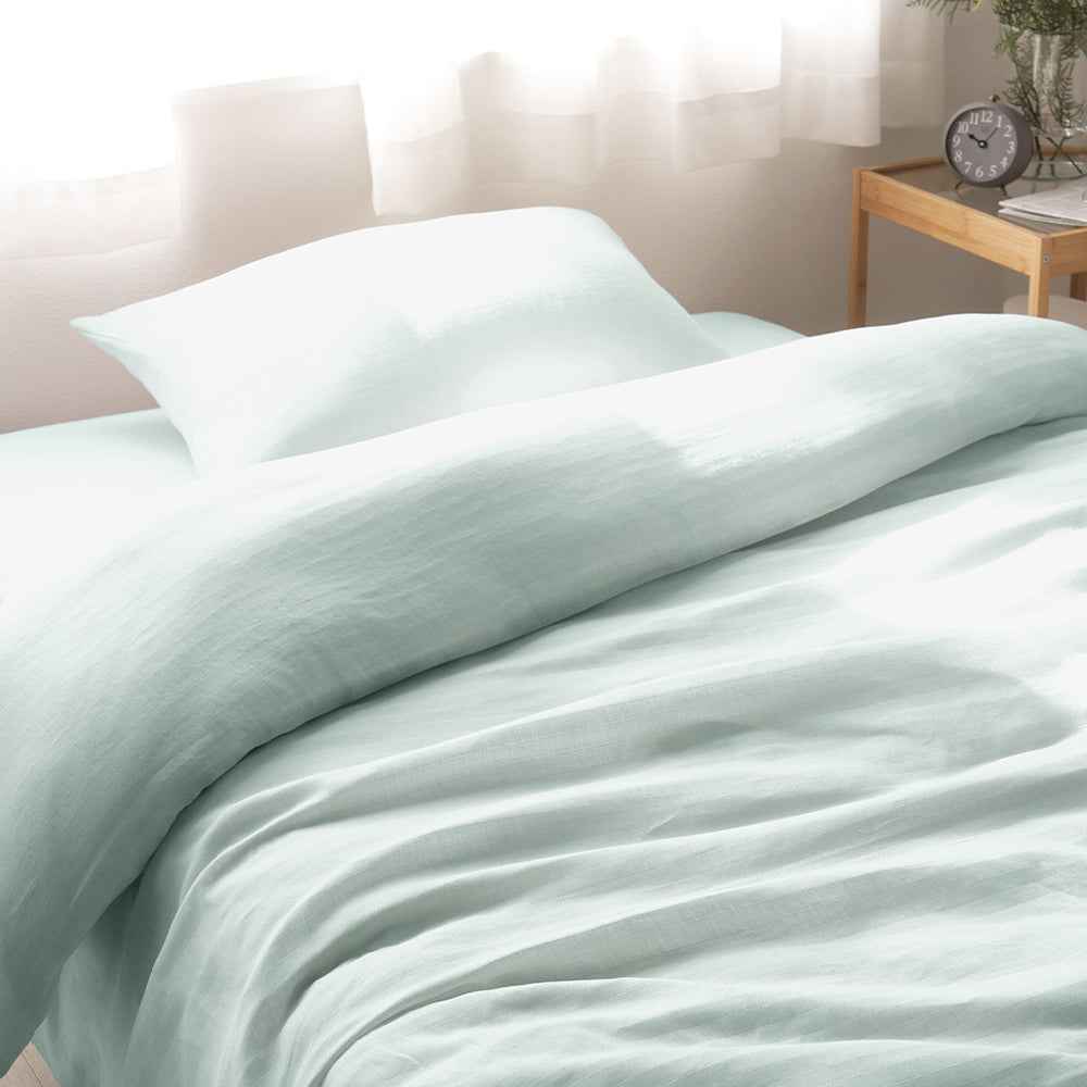 ふんわり ダブルガーゼ 抗菌防臭加工 綿100% (掛布団カバー+枕カバー) 2点セット・ミントグリーン