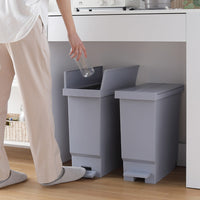 【日本製】省スペース開閉 バタフライオープンごみ箱 ペダル式 32L 2個組 クールグレー