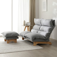 ハイバックリクライニングソファ 『UTO ウト』 2人掛け+オットマンセット グレー