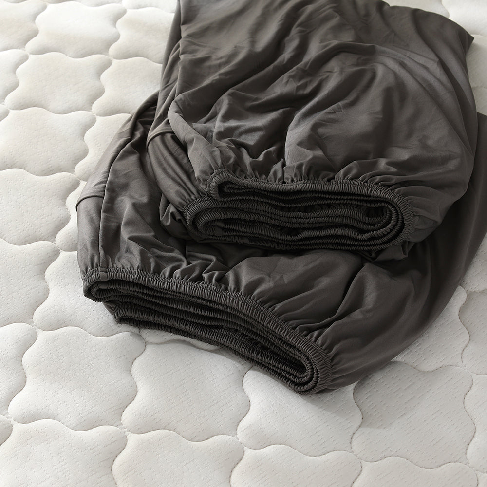 のびのびボックスシーツ 2枚セット 素材(すべすべニット) 『Palmoa パルモア』 単身サイズ チャコールグレー