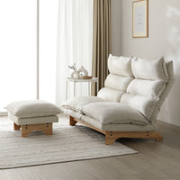 ハイバックリクライニングソファ 『UTO ウト』 2人掛け+オットマンセット アイボリー