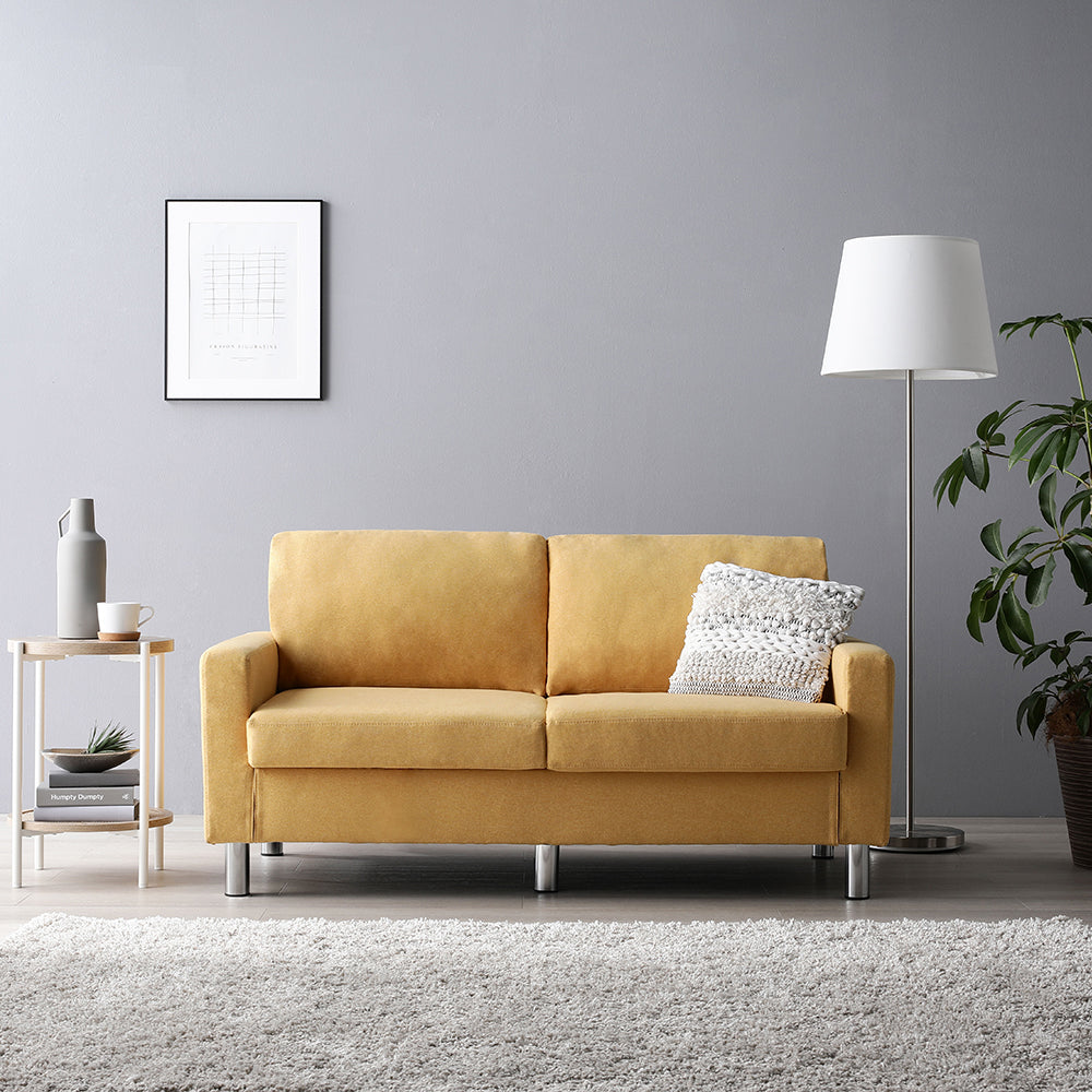 2人掛け マスタード スチール脚