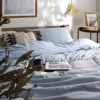 なめらかピーチスキン速乾 掛け布団カバー+枕カバー 2点セット シングル ライトインディゴ