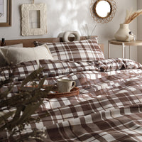 なめらかピーチスキン速乾 掛け布団カバー+枕カバー 2点セット シングル モカチェック