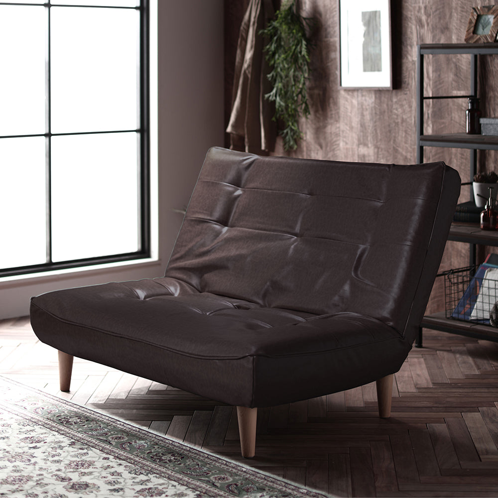 日本製リクライニングハイバックソファ 2人掛け 【ヴィンテージシリーズ】コーデュロイ生地 ヴィンテージブラウン 脚部:ナチュラル