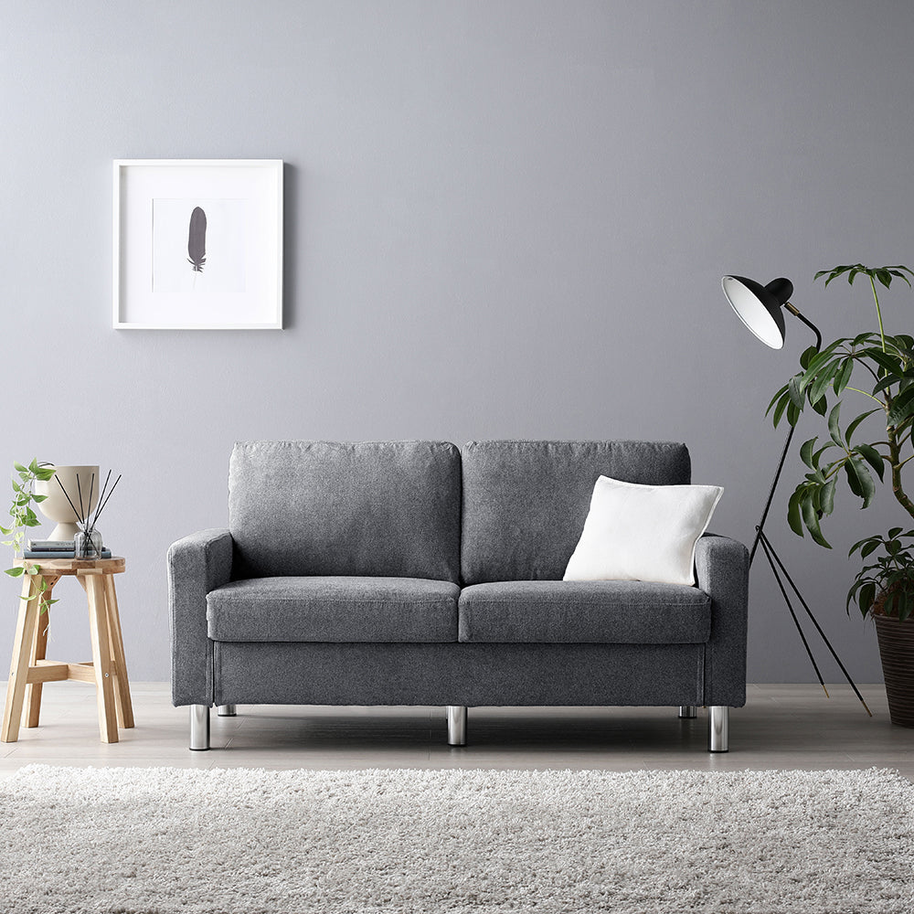 2人掛け ナイトグレー スチール脚