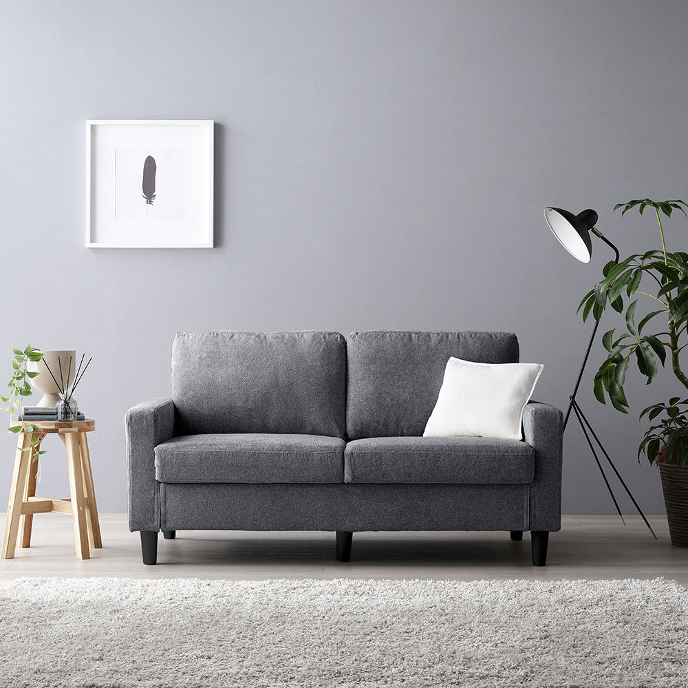 2人掛け ナイトグレー ブラック脚