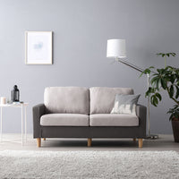 2人掛け 洗える着替えソファ『&NAME アンドネーム』チャコールグレー×ベージュ