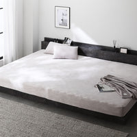 のびのび暖かベロア 寝具セット『Velmoa ベルモア』ボックスシーツ+枕カバー ファミリーサイズ ライトグレー