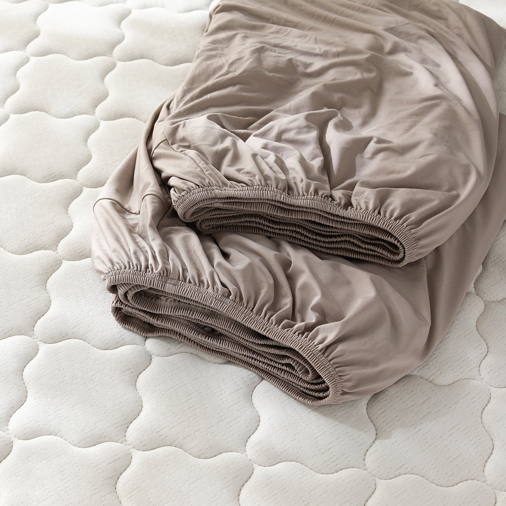 のびのびボックスシーツ 2枚セット 素材(すべすべニット) 『Palmoa パルモア』 単身サイズ モカグレージュ