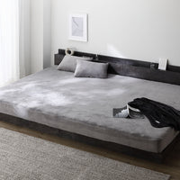 のびのび暖かベロア 寝具セット『Velmoa ベルモア』ボックスシーツ+枕カバー ファミリーサイズ チャコールグレー