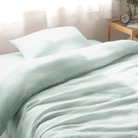 ふんわり ダブルガーゼ 抗菌防臭加工 綿100% (掛布団カバー+枕カバー) 2点セット ミントグリーン