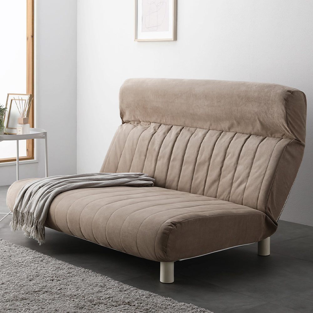 日本製 ハイバックリクライニング ローソファ 2人掛け ベージュ