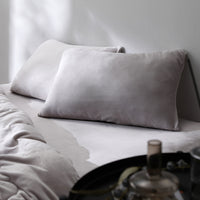 のびのび暖かベロア 寝具セット『Velmoa ベルモア』ボックスシーツ+枕カバー 単身サイズ ライトグレー